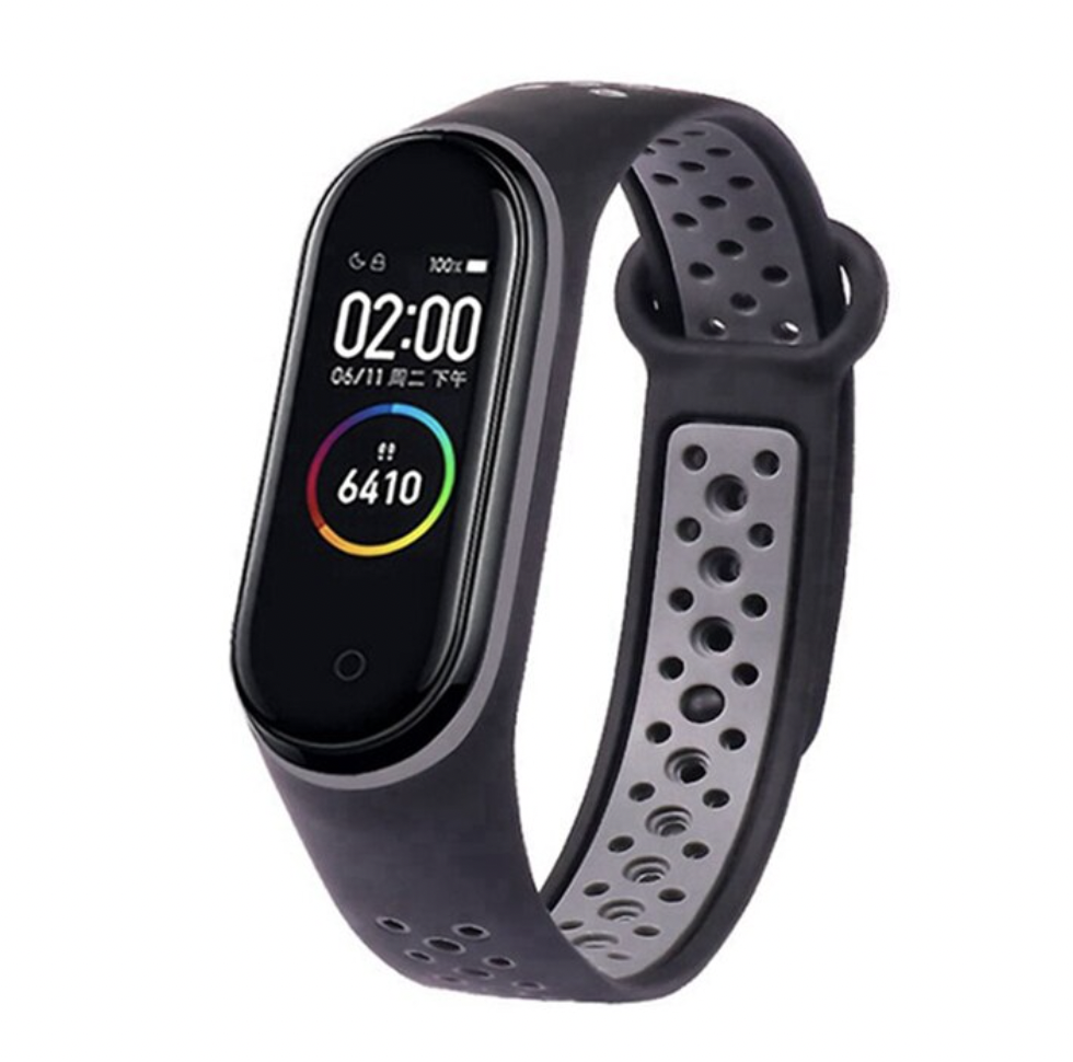 Ремешок Nike style для фитнес браслета Xiaomi Mi Band 4/3 Чёрный/Серый