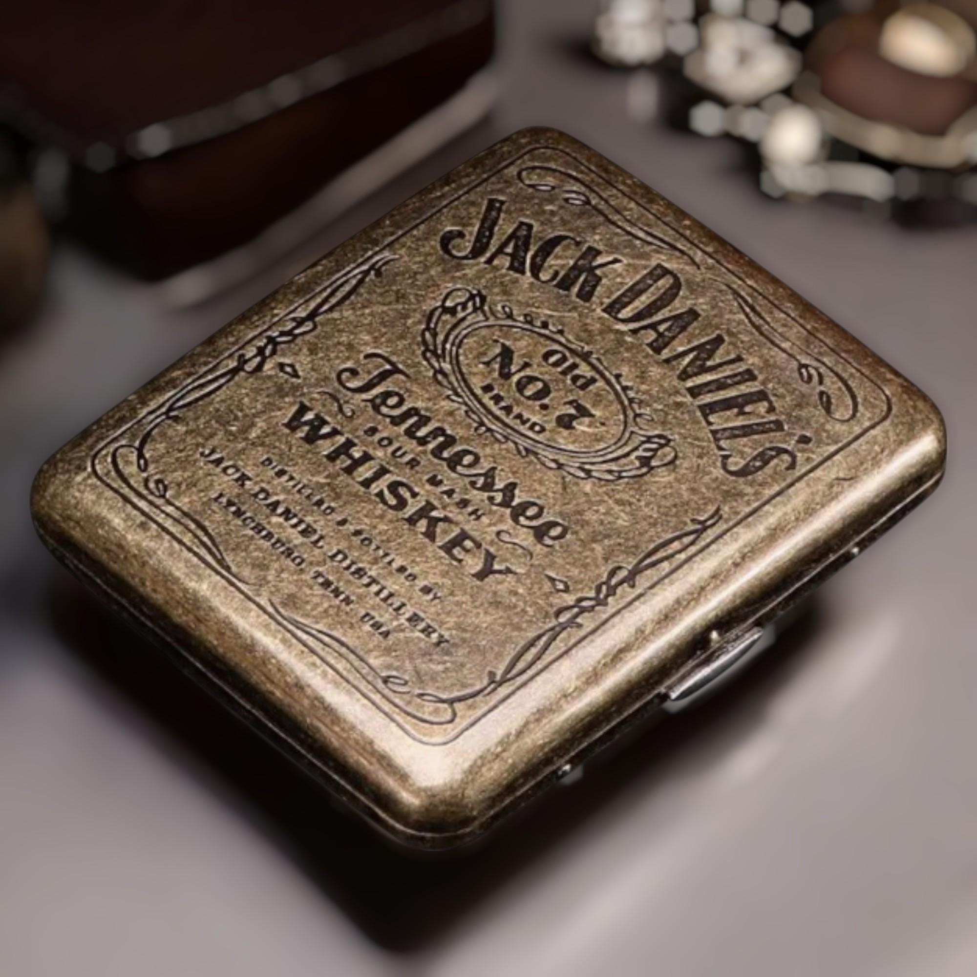Портсигар металевий GVIPAI Jack Daniel's Brass на 20 сигарет у подарунковій упаковці (1-150F)
