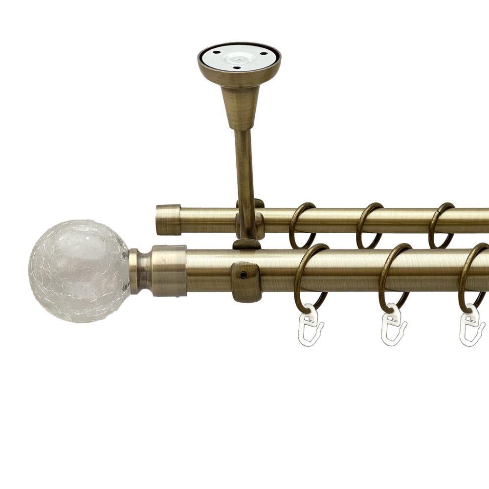 Карниз Orvit Сепія металевий дворядний відкритий до стелі гладка труба кільце металеве 25/16 мм 240 см Антик (00-00018544)