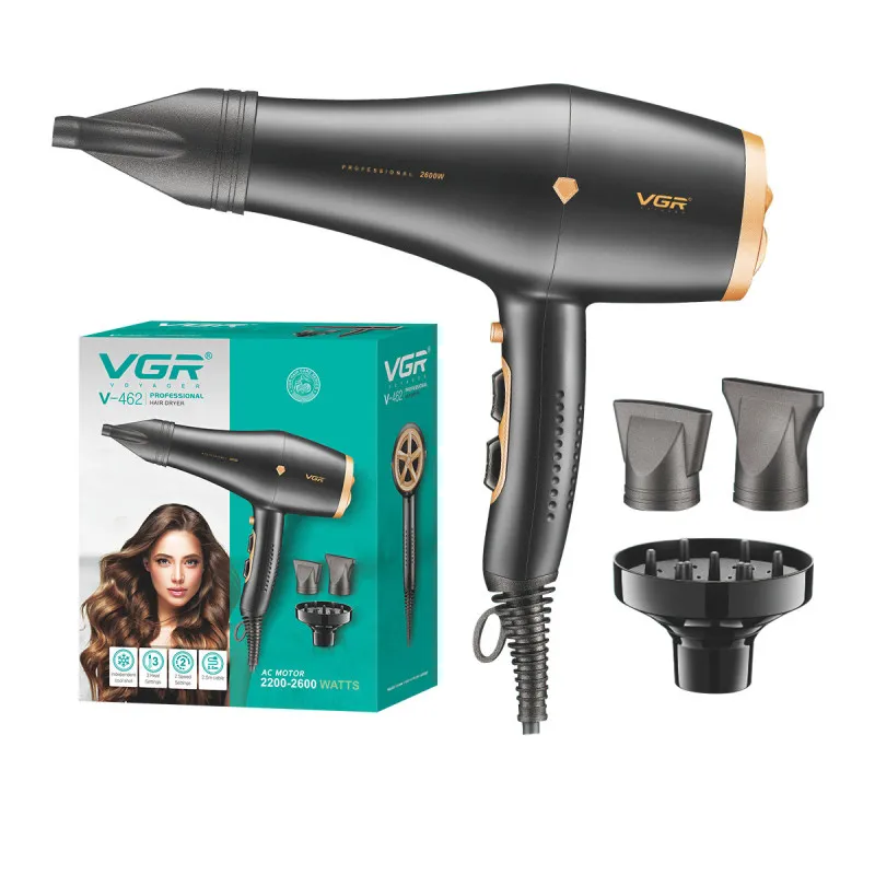 Фен для волосся професійний VGR V-462 3 насадки Золотистий