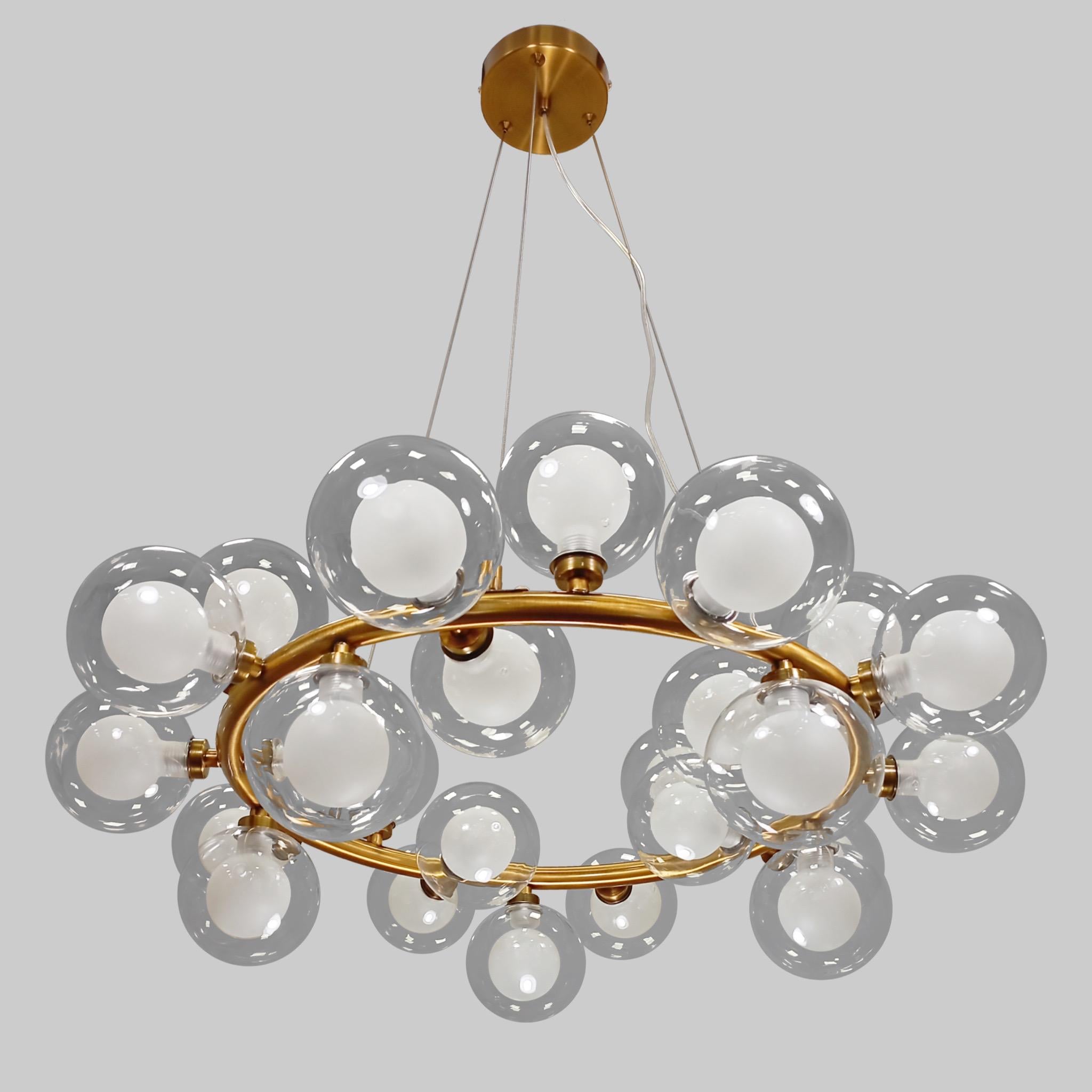 Люстра круглая на 25 ламп с двойным плафоном Бронзовый (61-J2029-25 BRZ+CLWH) Люстра круглая на 25 ламп с двойным плафоном Бронзовый (61-J2029-25 BRZ+CLWH)