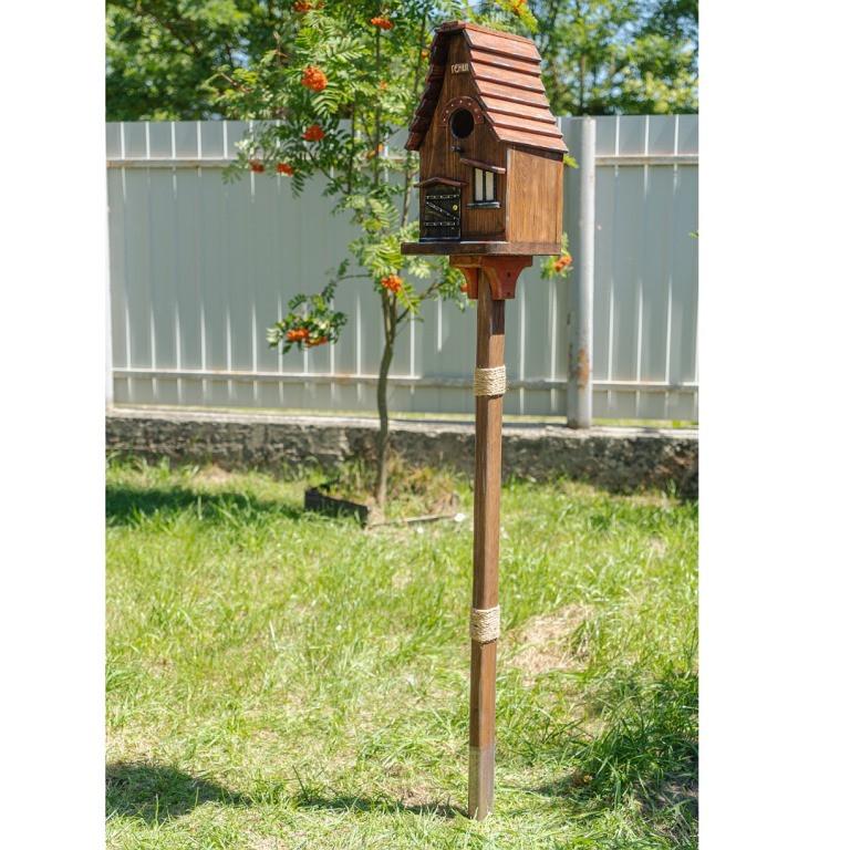 Скворечник Геник из дерева обработанного защитной декоративной пропиткой 37×18×26/140 см - фото 2