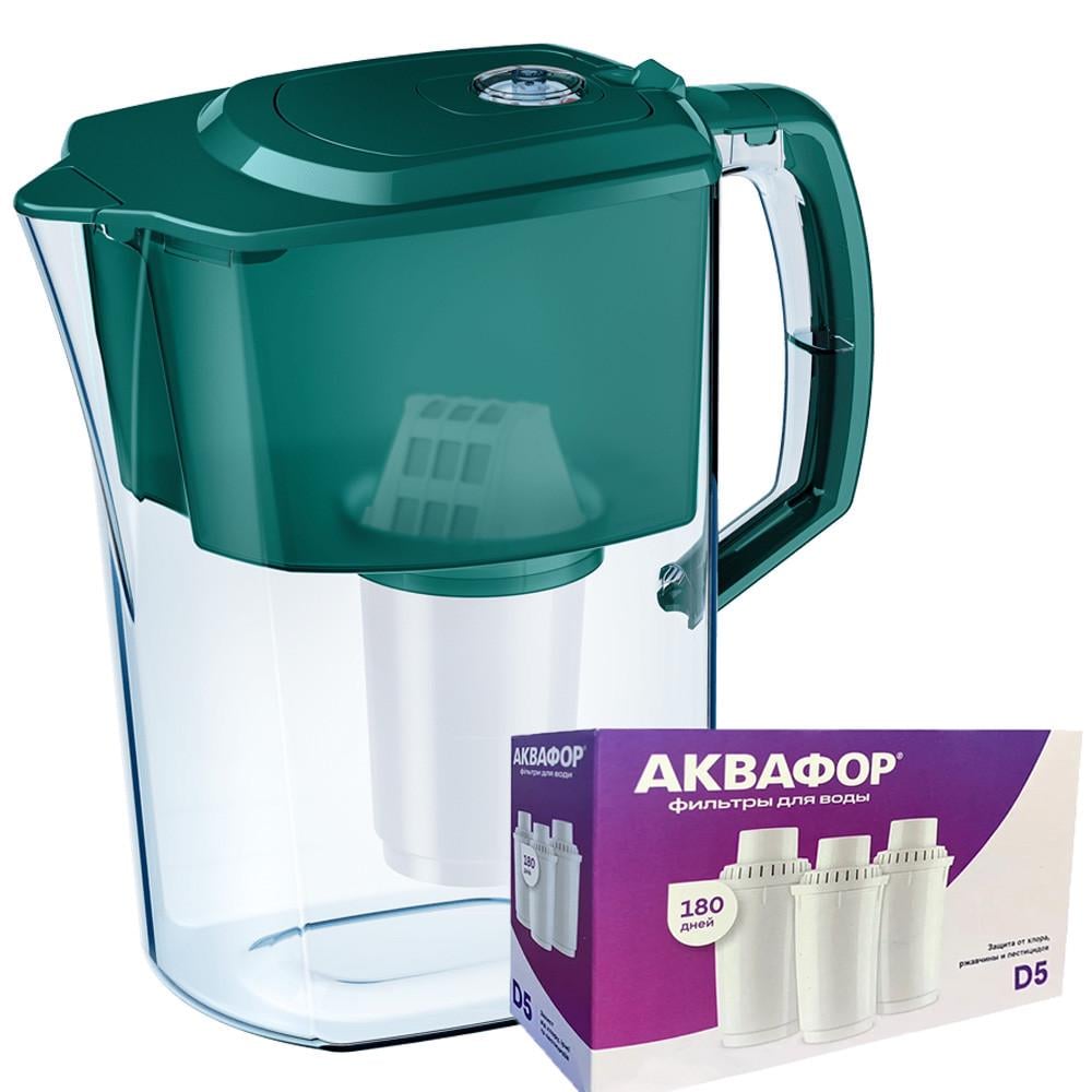 Фильтр-кувшин Аквафор Атлант три модуля D5 Темно-зеленый (1859281502)