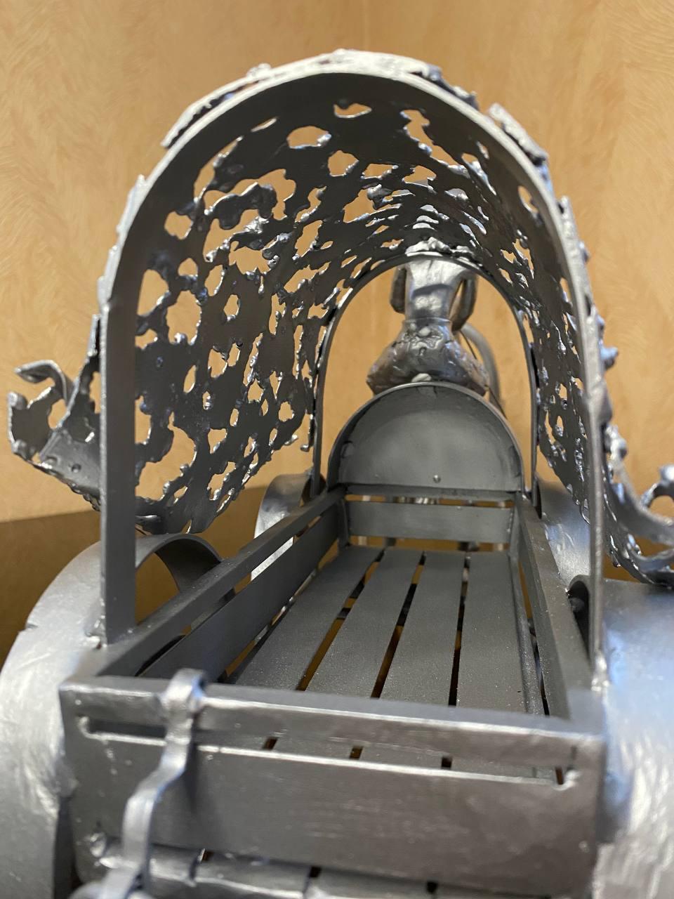 Підставка для винних пляшок Кінь на 1 шт. металева 25х14х56 см Сірий - фото 4