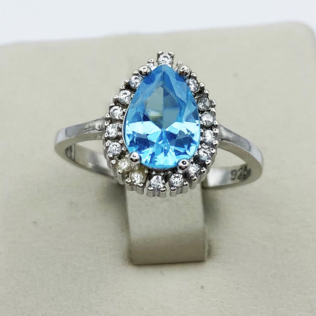 Кольцо серебряное с голубым кварцем р. 18,5 3,47 г (1887869114)