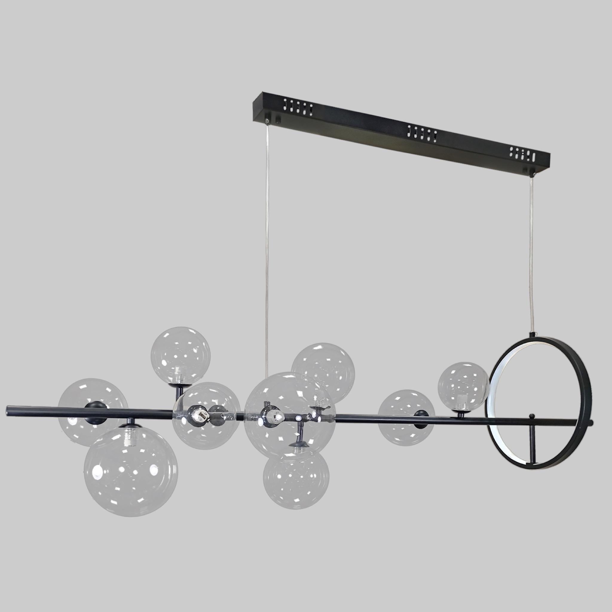 Люстра из прозрачных шариков Bubbles на 10 ламп 120 см Черный
