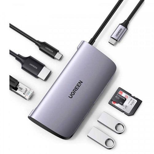 Док-станція UGreen CM212 USB3.0 Type-C USB 3.0x2/HDMI/RJ45/SD/TF/PD 50852 Сірий - фото 7