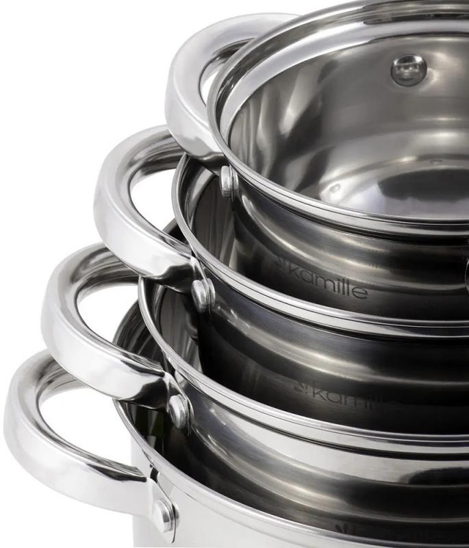 Набор кастрюль Kamille Madrid из нержавеющей стали с мерной шкалой 1/1,8/2,5/3,8л - фото 4 Набор кастрюль Kamille Madrid из нержавеющей стали с мерной шкалой 1/1,8/2,5/3,8л - фото 4