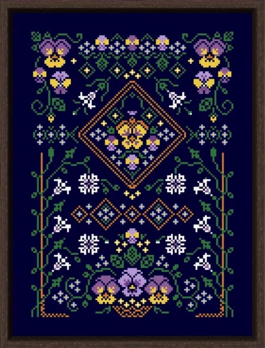 Набір для вишивання Pansy без нанесеної схеми AIDA 14CT 26х34 см (2411689139)
