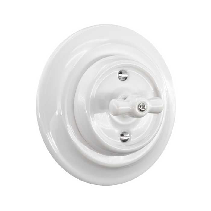 Ретро выключатель керамический Keruida поворотный 2-клавишный скрытого монтажа Белый Ретро выключатель керамический Keruida поворотный 2-клавишный скрытого монтажа Белый