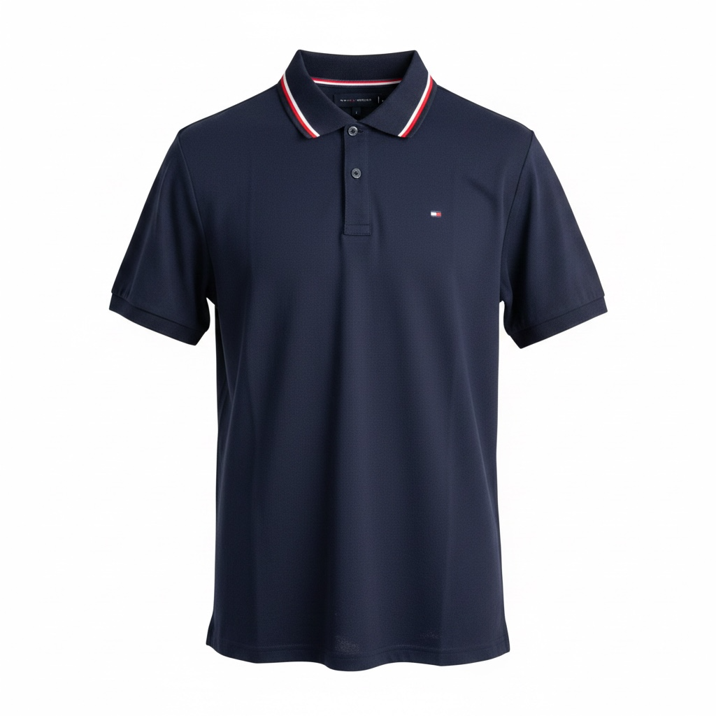 Футболка чоловіча поло в стилі Tommy Hilfiger RWB Collar Reg Polo L Темно-синій (TH12005.5L)