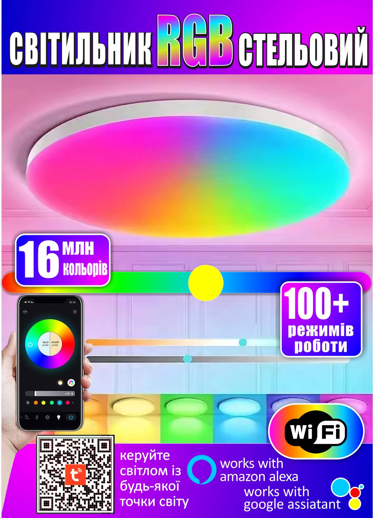 Світильник розумний стельовий RGB CCT Wi-Fi з пультом ДК 24W ø 290 мм (801794) - фото 2