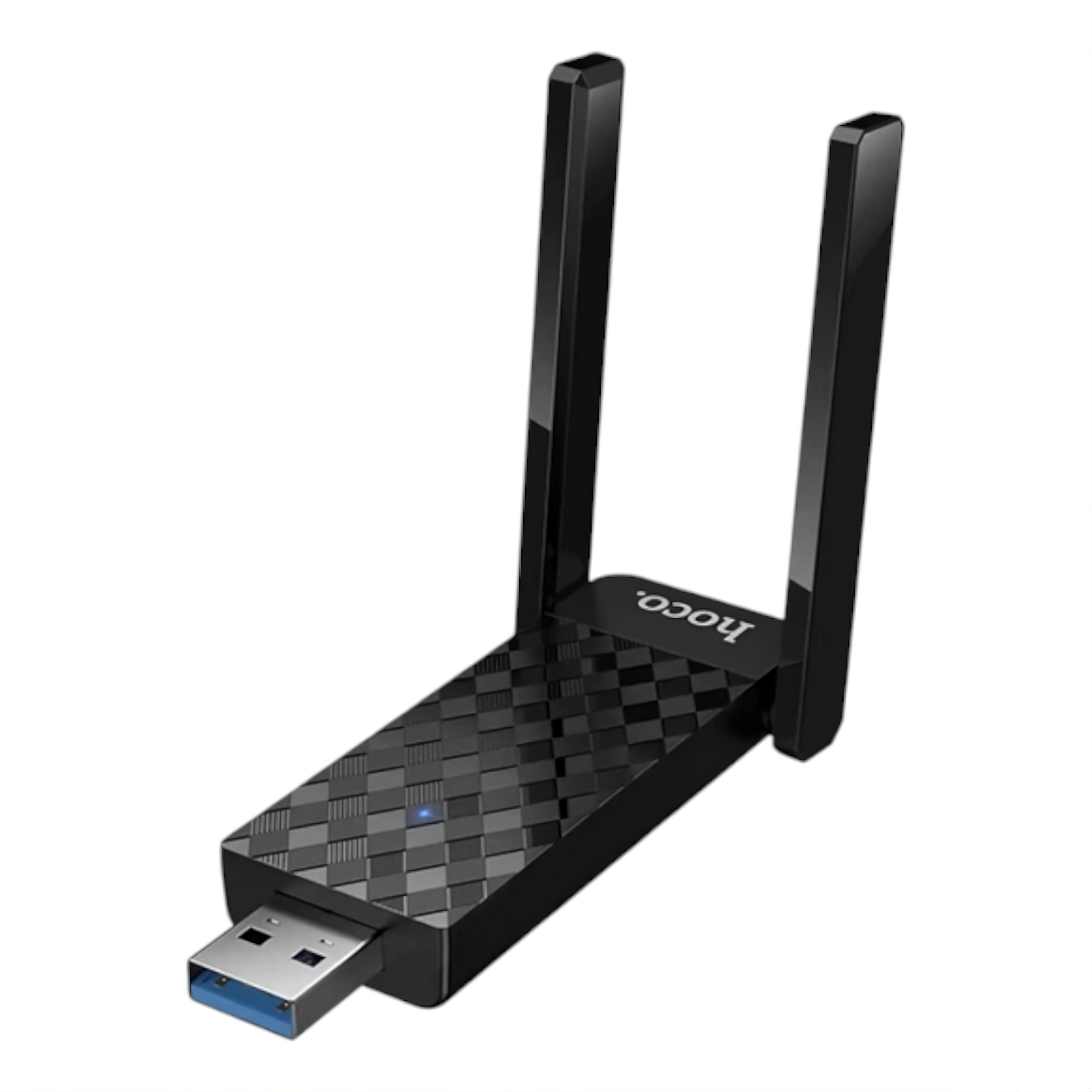 Адаптер безпровідний Hoco HI34 USB WiFi6 2,4/5 ГГц до 600 Мбіт/с Чорний (30775375)