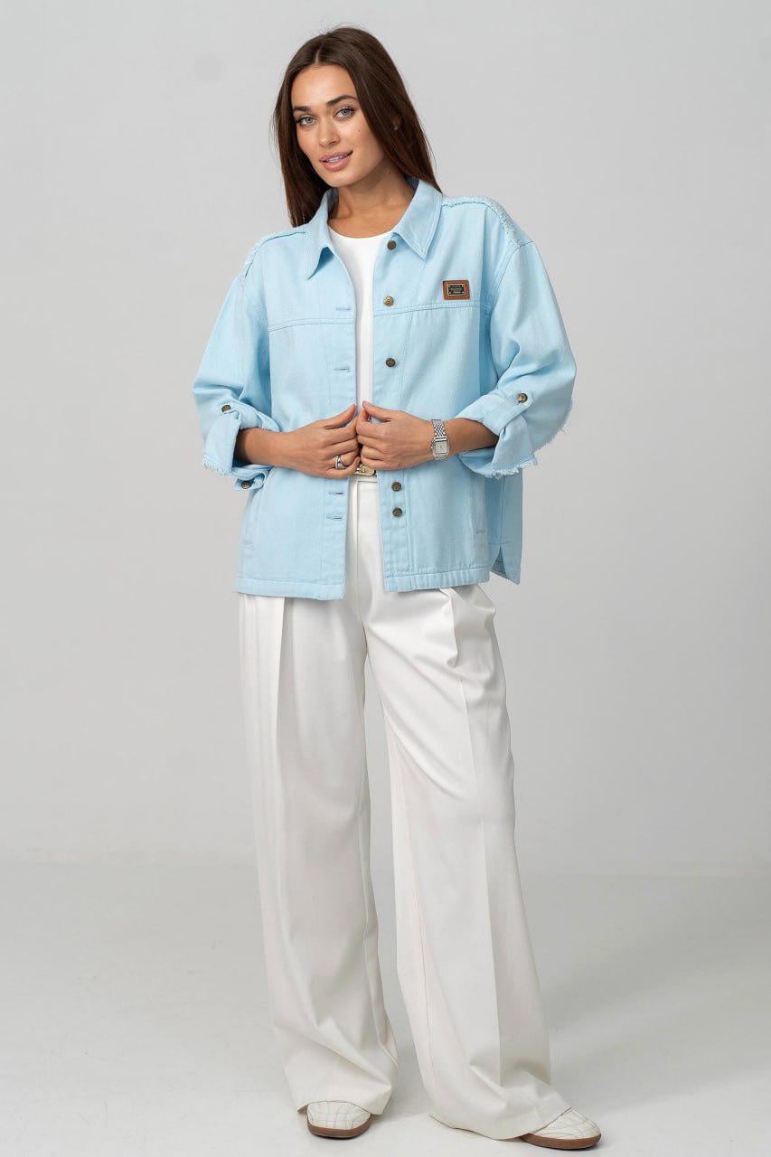 Куртка-блейзер женская джинсовая 6XL Голубой (33284880)