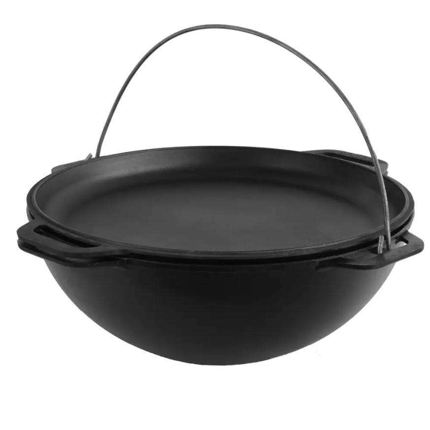 Котел азиатский чугунный Brizoll с крышкой-сковородом 10 л 36 см (KA10-2)