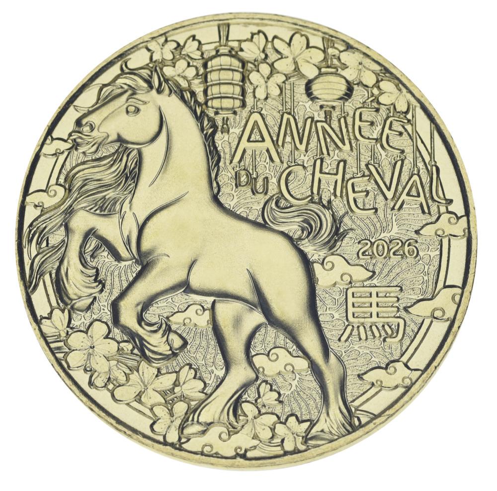 Коллекционная монета Франция 1/4 евро 2026 UNC Восточный календарь-Год Лошадь лошади (М24154)