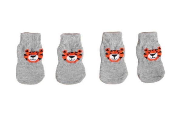 Шкарпетки для собак Lesko 2305CGSL1479 Тигр з неслизькими накладками L 4 шт. (31457592)