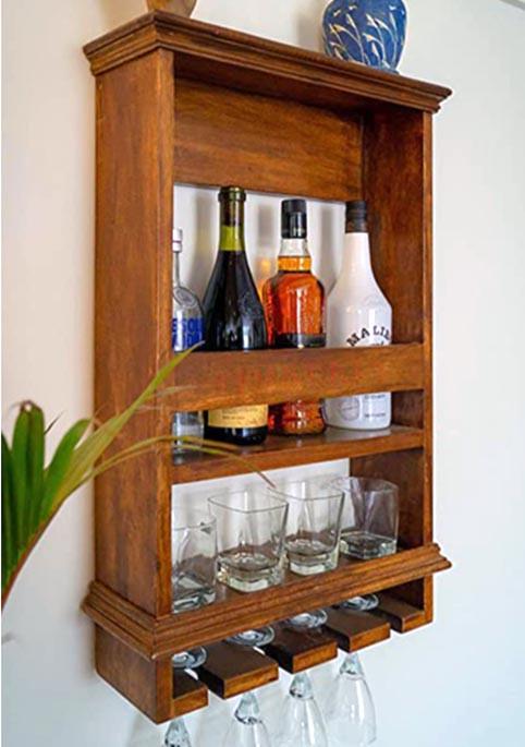 Полка для вина настенная из дерева Хиотаси Охра (ПНК-019304)