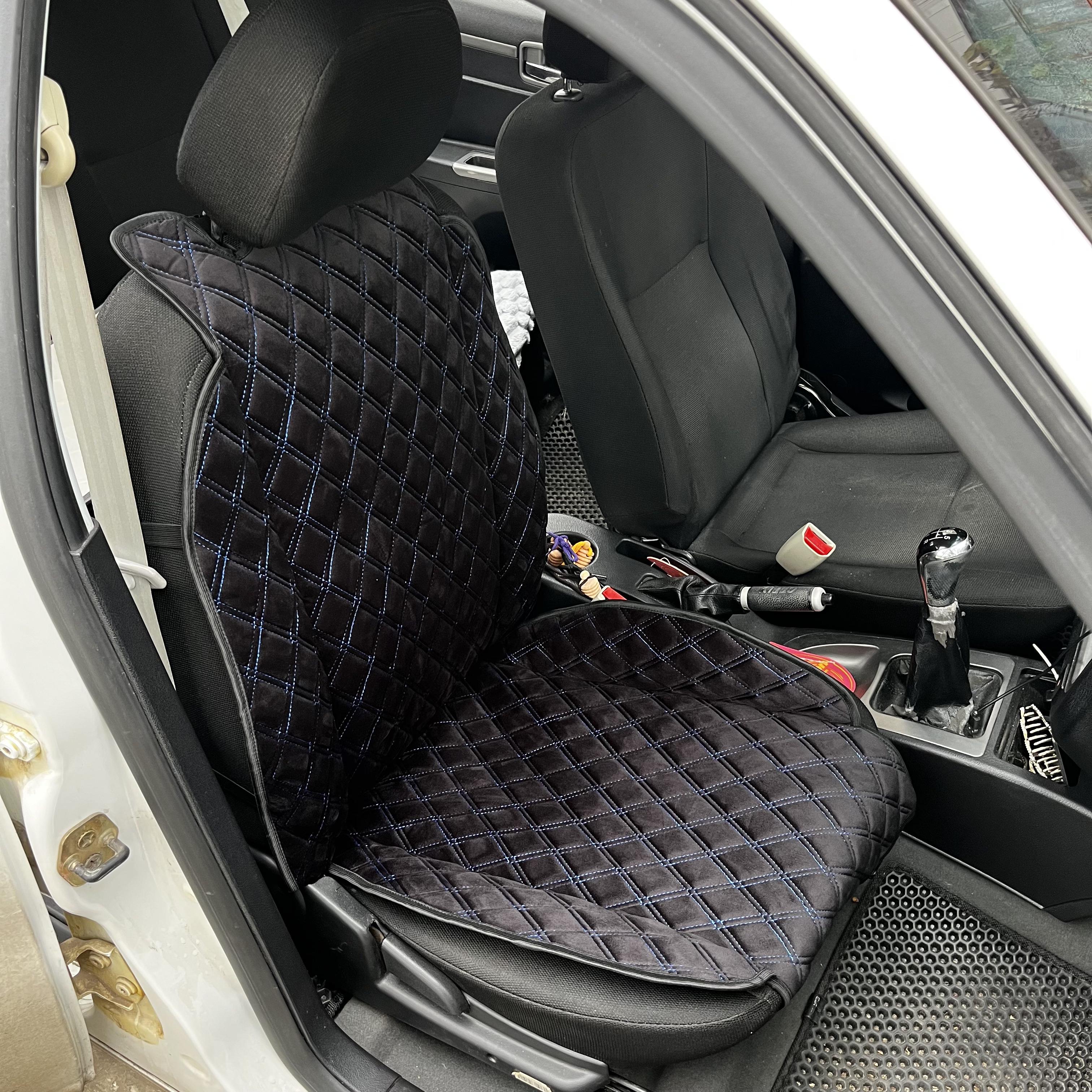 Накидка універсальна на переднє сидіння авто з алькантари 1 шт. Чорний з синім