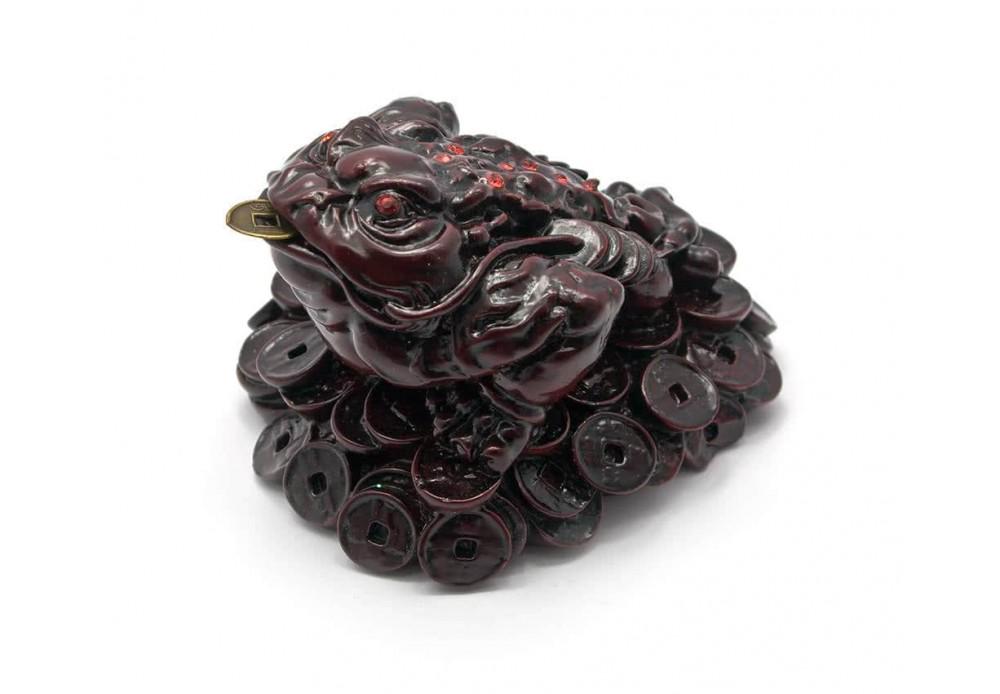 Статуэтка Жаба на монетах с каменной крошки 7х10,5х9,5 см Коричневый