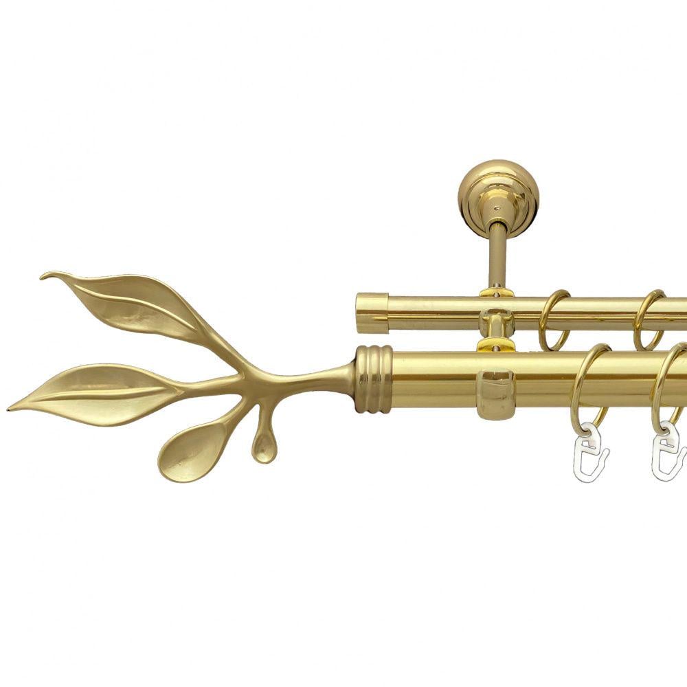 Карниз металевий Orvit Баваро дворядний відкритий/гладка труба/кільце металеве Золото 25/19 мм 160 см (00-00012786)