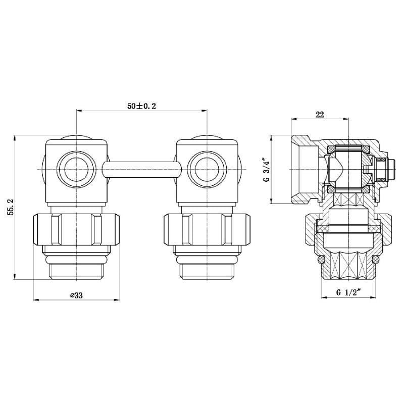 Кран шаровой SD Forte 3/4" х1/2" для радиатора нижний угловой (SF250W15) - фото 2