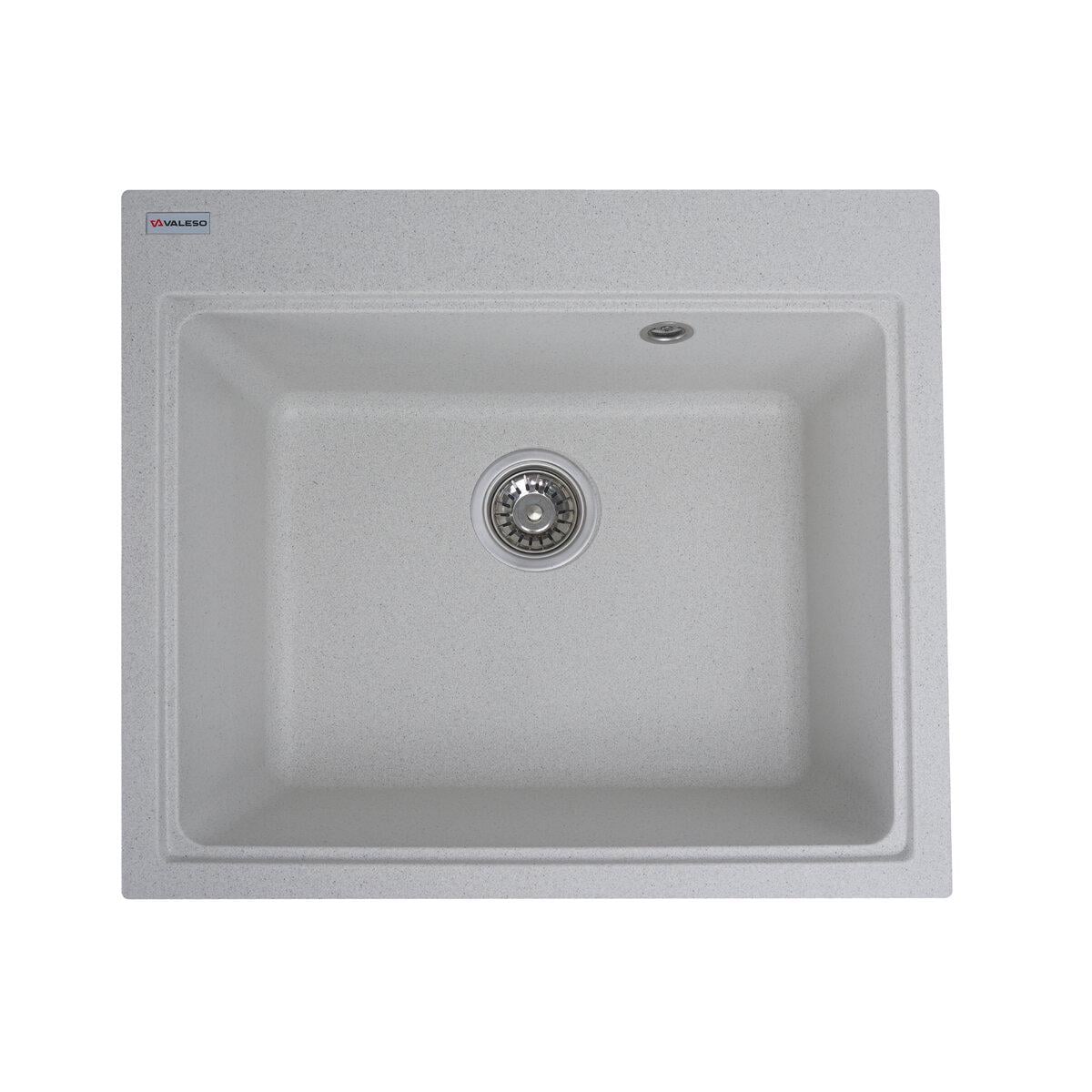 Мойка для кухни гранитная врезная Valeso Vesta прямоугольная 580x520 мм Белый матовый в точку (SP000047232)