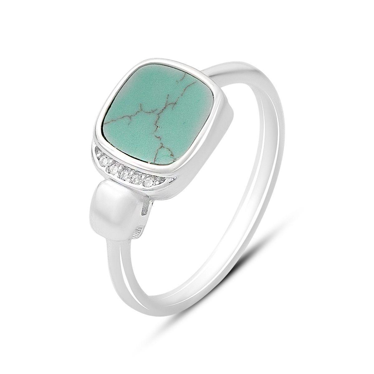 Кольцо серебряное Tiva с бирюзой и фианитами 2,37 г р. 18 (2160335)