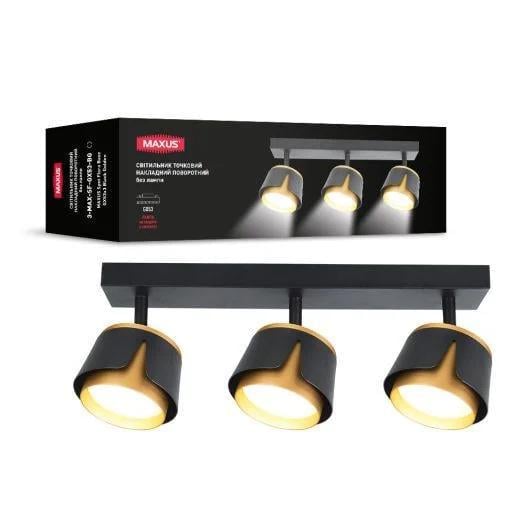 Світильник-спот точковий накладний поворотний Maxus Spot Flora Base без лампи GX53x3 Black/Golden (28685424)