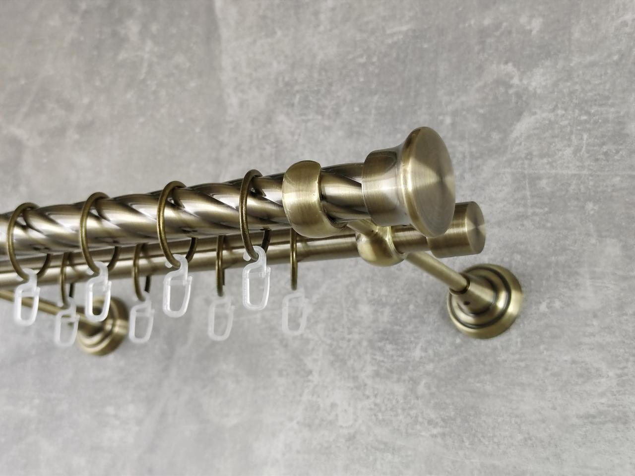 Карниз MStyle металлический для штор двухрядный Дуо 25/19 мм крученый 200 см Антик (5012604)