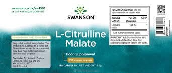 Цитруллин Swanson L-Citrulline Malate 750 мг 60 Caps - фото 2