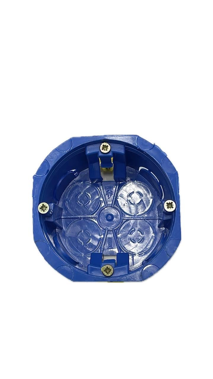 Коробка під електророзетку в гіпс збірна з гвинтами d 68 мм Синій Коробка під електророзетку в гіпс збірна з гвинтами d 68 мм Синій