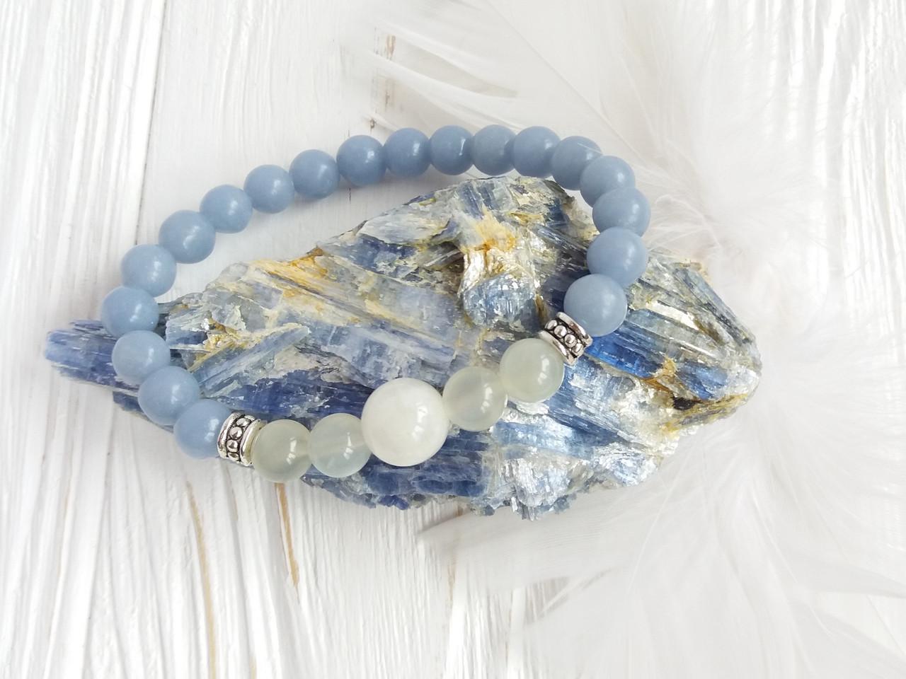 Браслет из Лунного камня/Ангелита (1898944220)