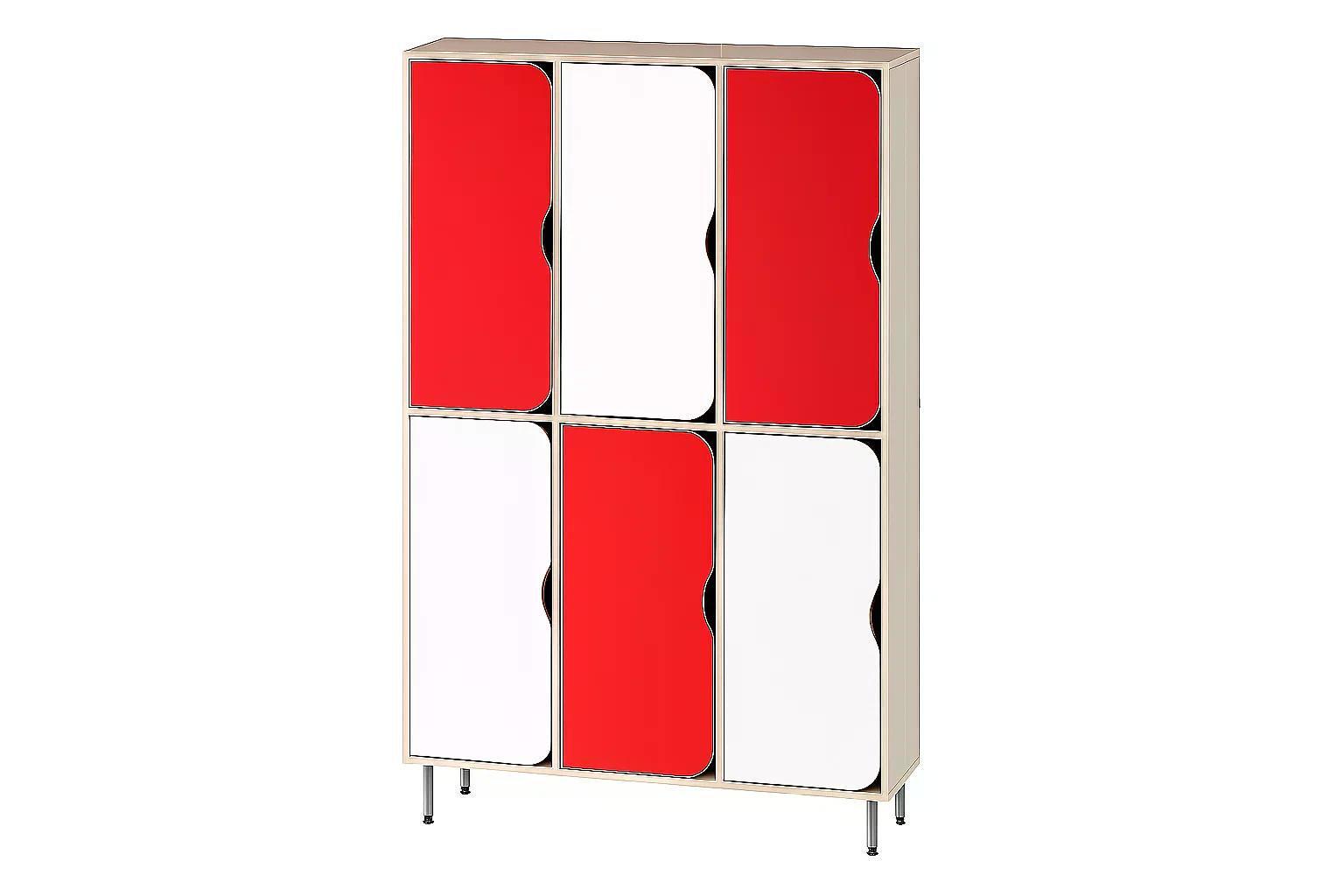 Шкаф 6-секций DS-56 на металлических регулируемых опорах Красный/Белый
