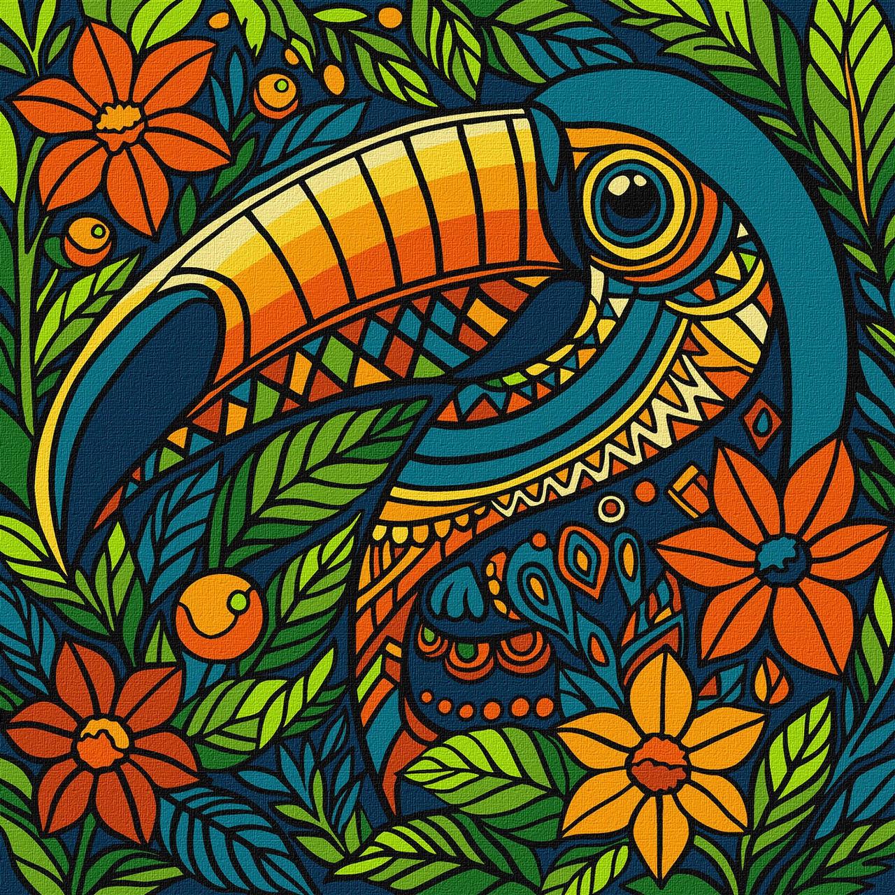 Картина по номерам Ideyka Витраж Тукан 30х30 см (2824290283)