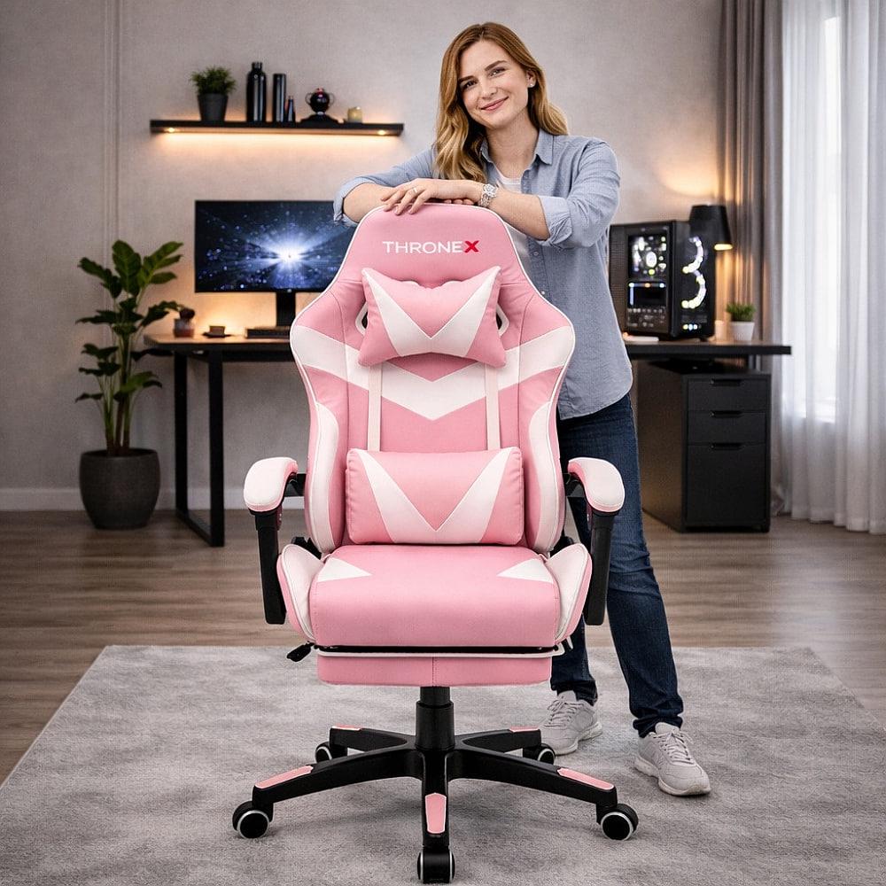 ᐉ Крісло геймерське ThroneX до 130 кг з масажною подушкою