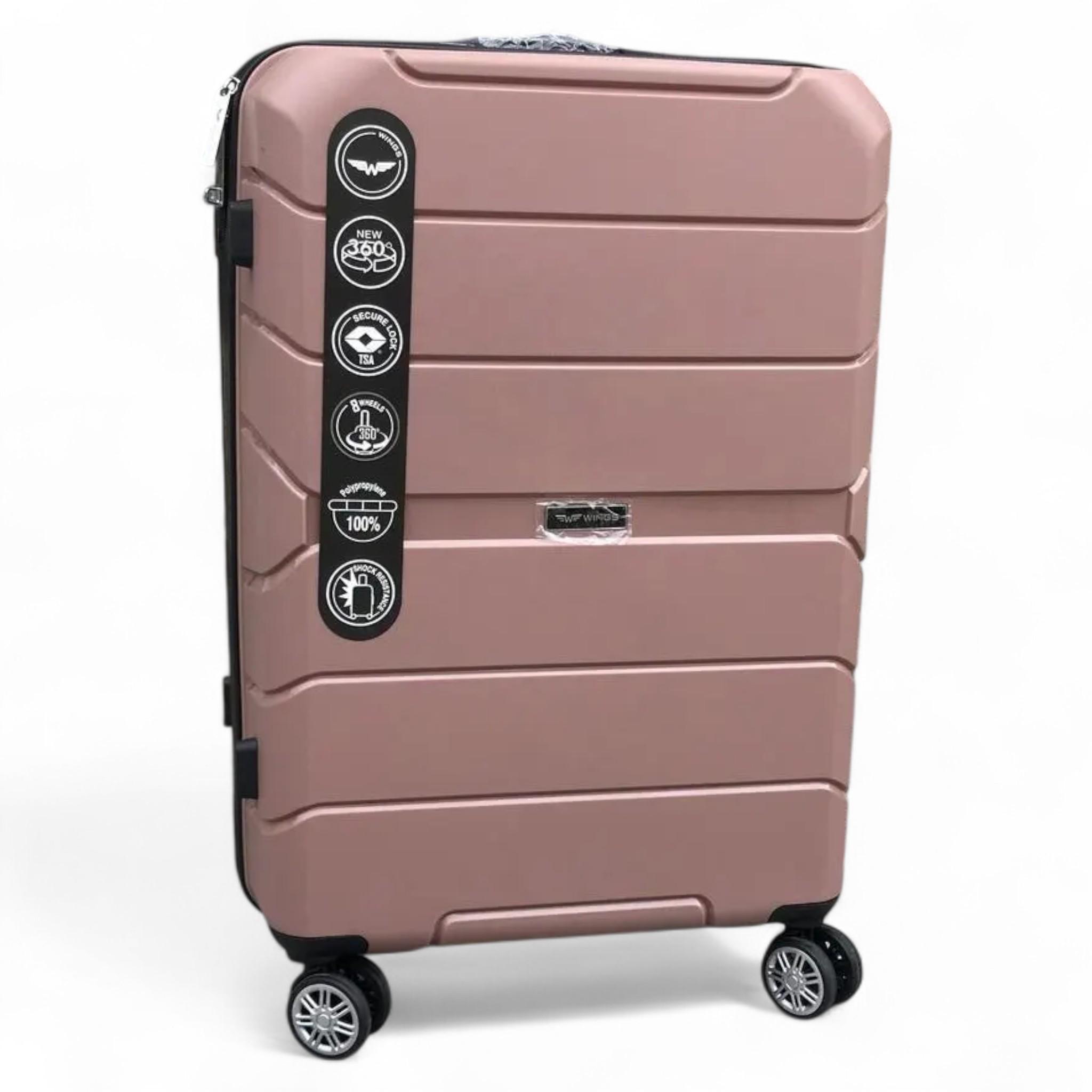 Чемодан Wings PP06 полипропилен на 4-х колесах с кодовым замком M 69 л Rose Gold (S_PP06RoseGoldM)