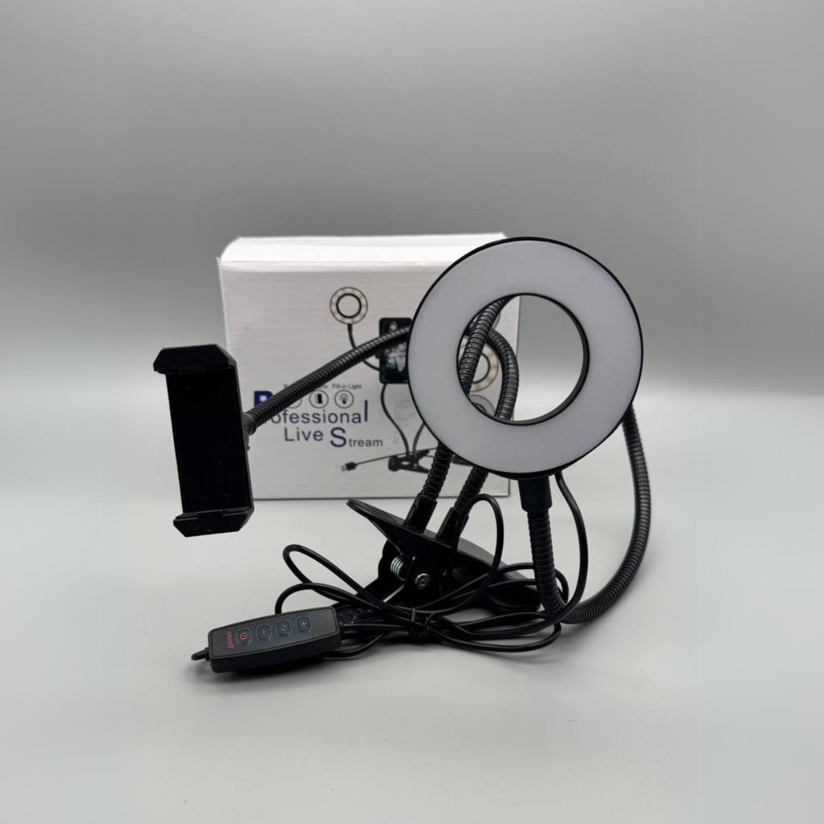 Лампа кільцева Led з гнучким кріпленням для телефону 9 см та ніжка прищіпка Professional Live Streem 50 см (LS-0066-Black) - фото 11