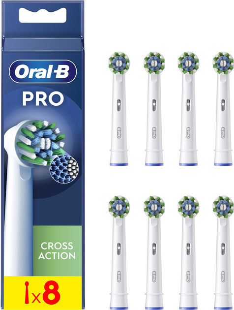 Насадки для електричної зубної щітки Oral-B Pro Cross Action 8 шт. Білий