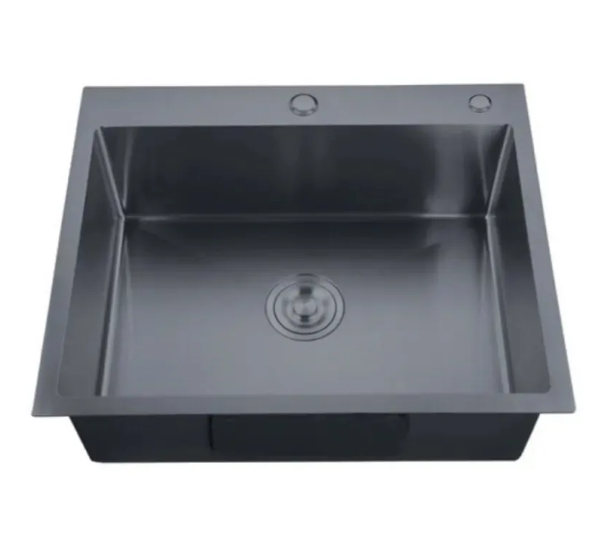 Мийка кухонна Zerix ZH6050-215 Nano-Black з нержавіючої сталі 3,0/0,8 мм інтегрована Графіт (MX1586)