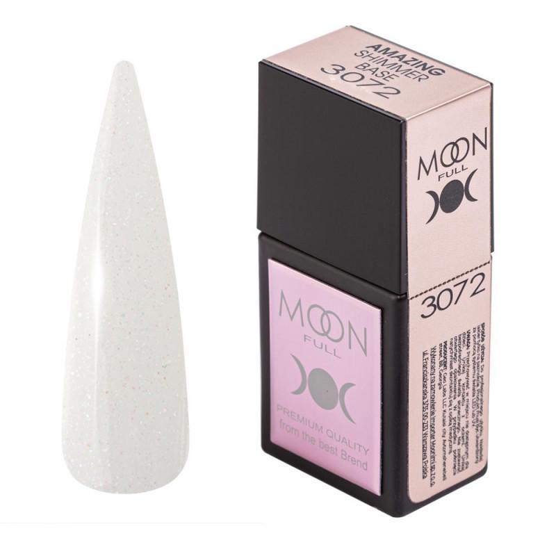 Базовое покрытие цветное с шиммером Moon Full AMAZING Shimmer Base №3072 12 мл