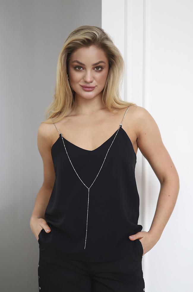 Майка Lipar 2898 на тонких бретелях с цепочкой р. 42 Черный (16917092)