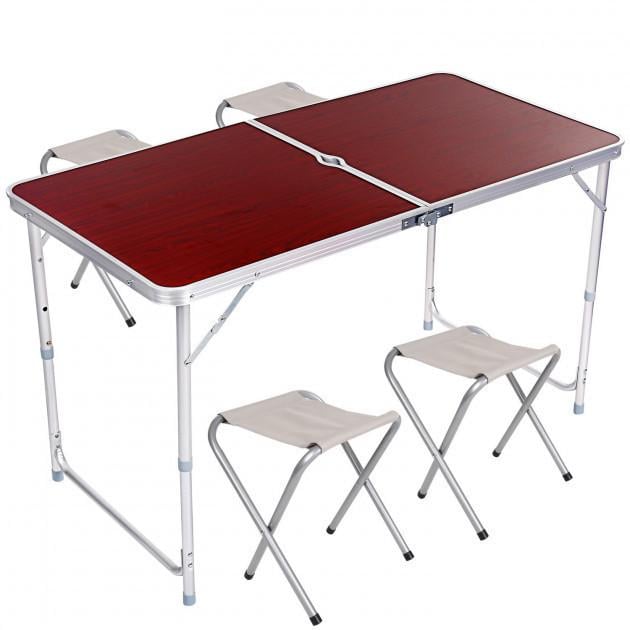 Стол для пикника Folding Table раскладной с 4-мя стульями Коричневый (971831229)