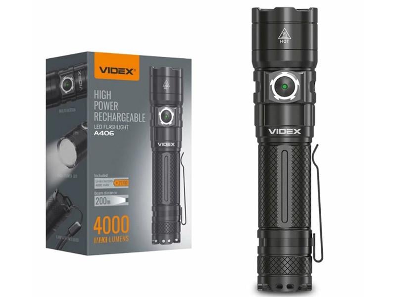 Портативный светодиодный фонарик Videx VLF-A406 4000Lm 6500K