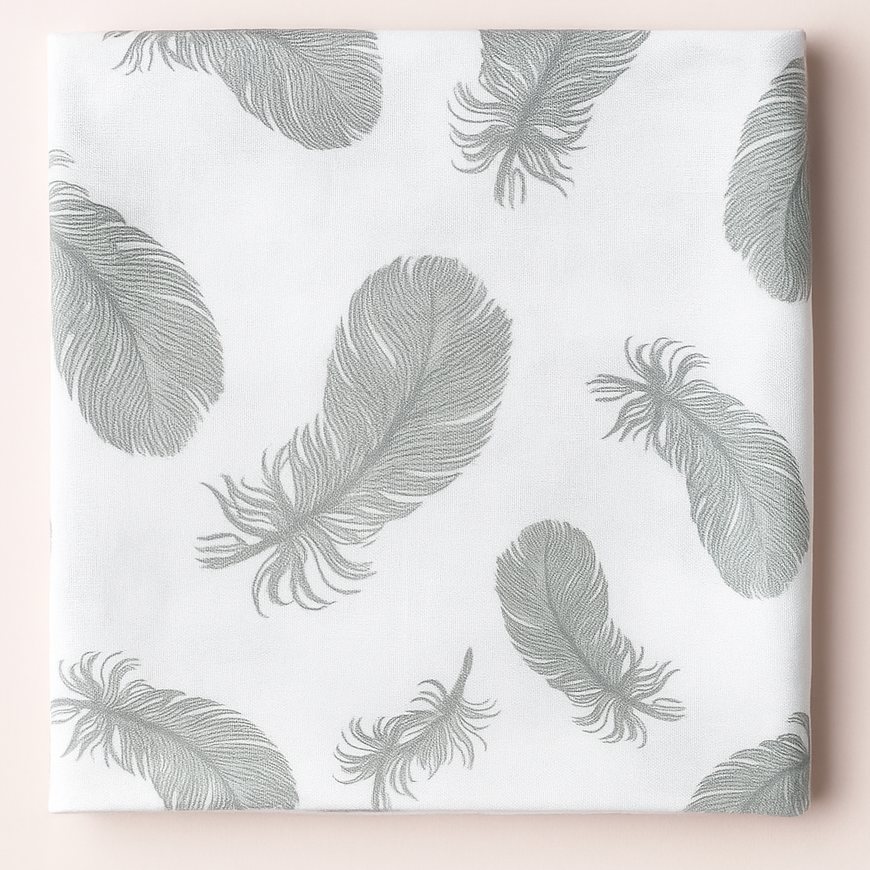 Пеленка детская BST Перышко ситцевая 100х80 см Серый/Белый (2789716328)