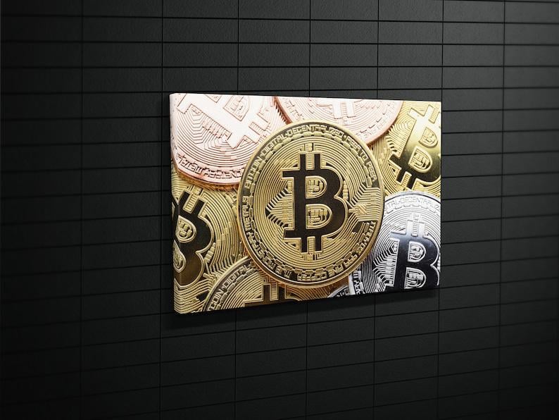 Картина для интерьера кабинет Виртуальная валюта Биткойн 120x80 см (633)