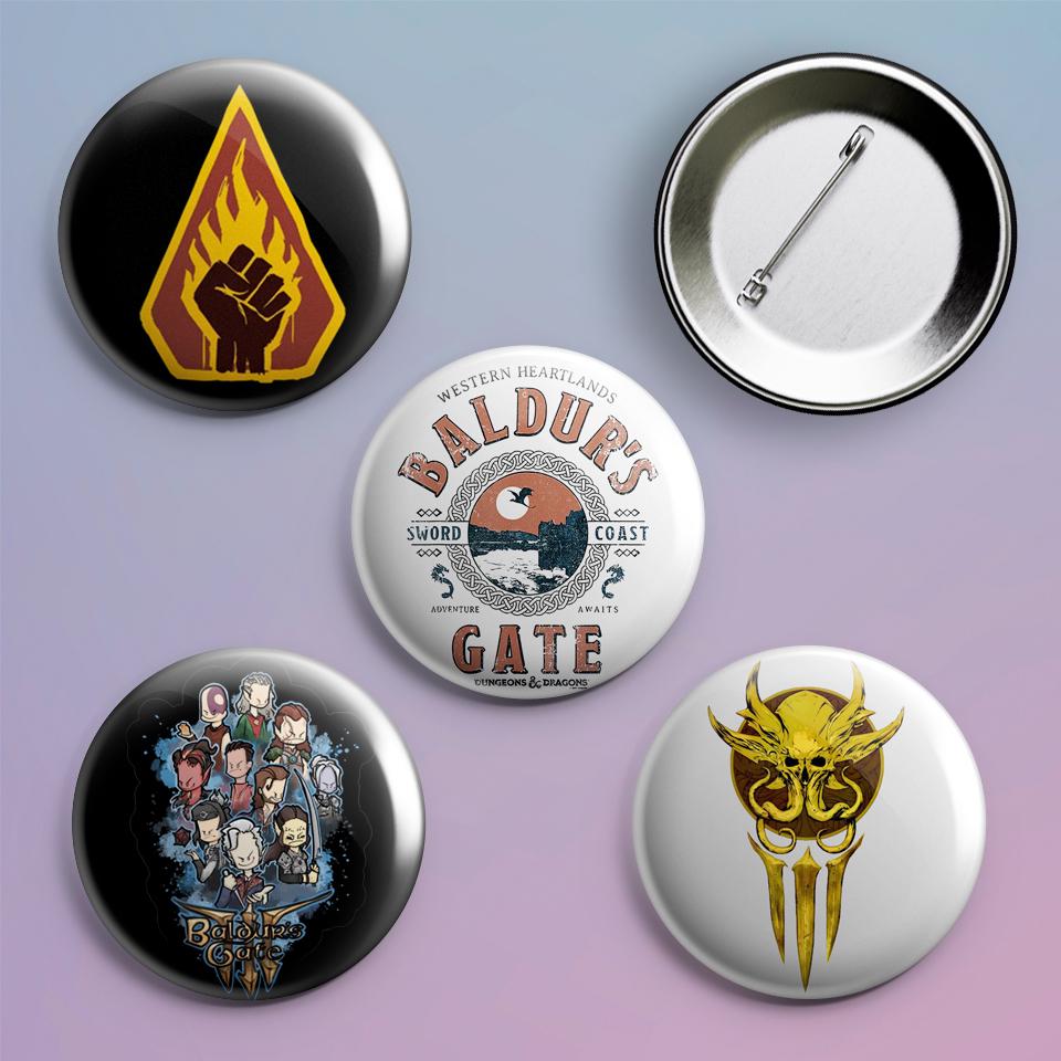 Значки на рюкзак с принтом игры Baldur's gate 3 4 шт.