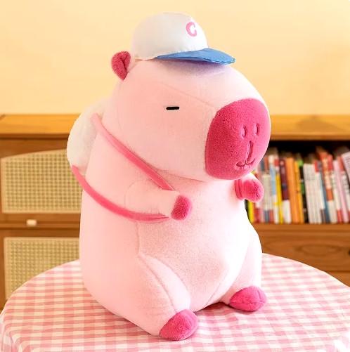 Мягкая игрушка Капибара с рюкзаком на спине 20 см Розовый (24984685)