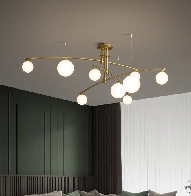 Люстра LED Перлина 8818 на 9 плафонів Золотистий Люстра LED Перлина 8818 на 9 плафонів Золотистий