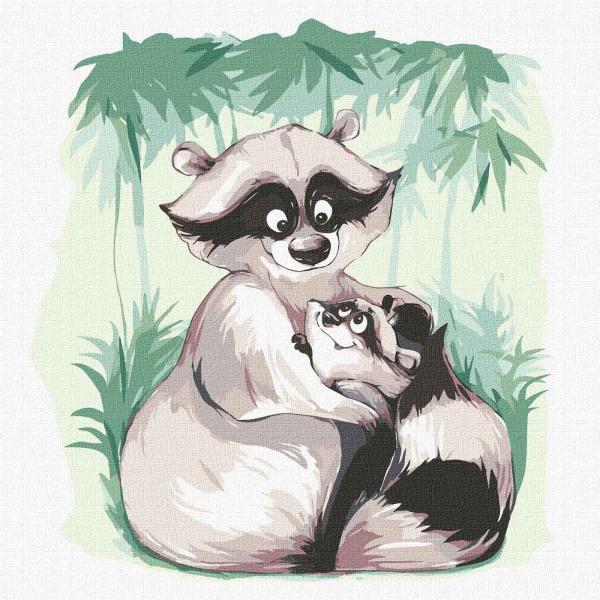 Картина по номерам Идейка Енотик и мама 30х30 см в термопакете (KHO4240)